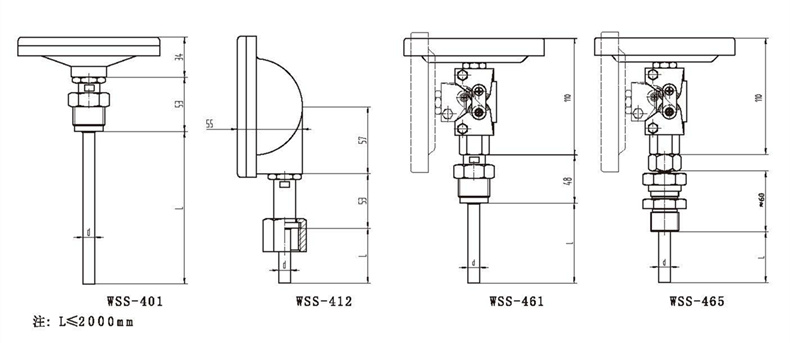 WSS工業(yè)雙金屬溫度計（通用型螺紋式）_http://www.xpnqm.cn_雙金屬溫度計_第3張